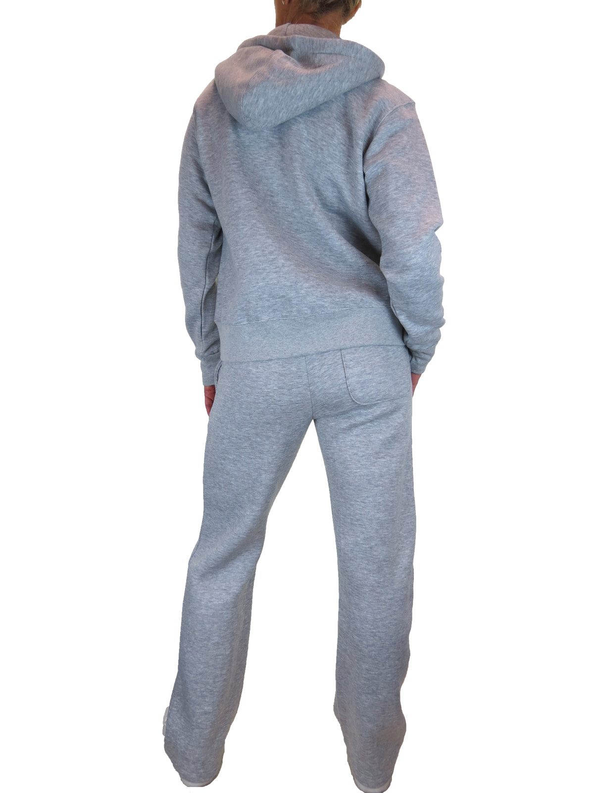 Soft Fleece Back Hooded Tracksuit Set Marl Grey