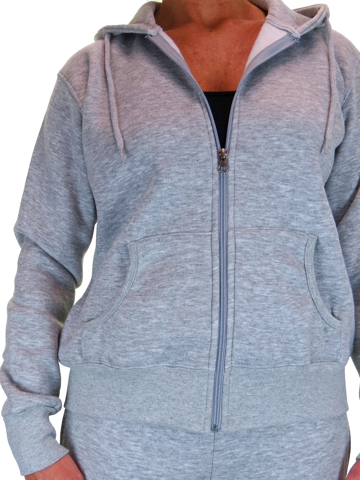 Soft Fleece Back Hooded Tracksuit Set Marl Grey