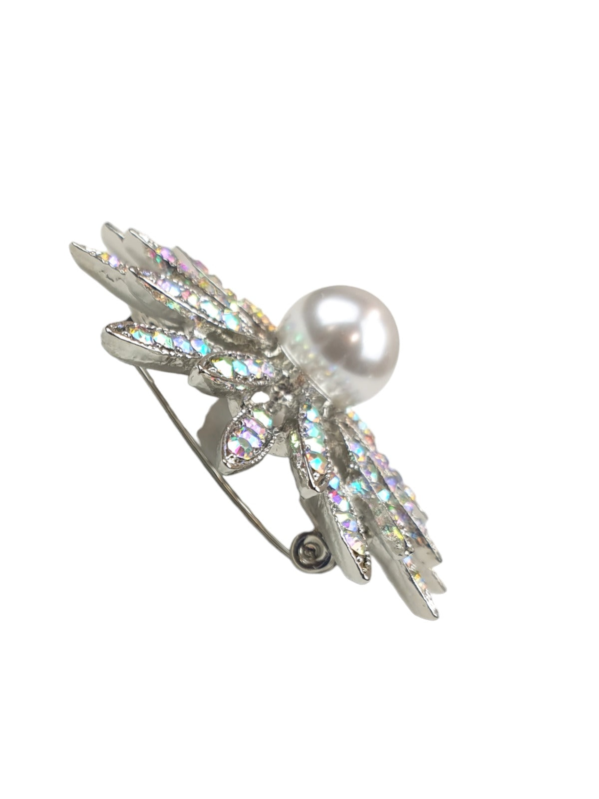 Floral Cluster Diamante Brooch Silver