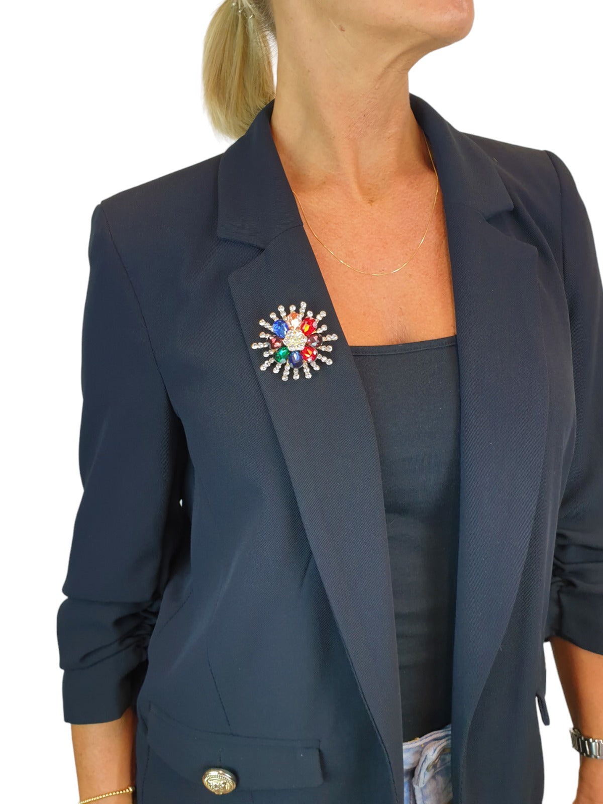 Large Star Deisgn Petal Brooch Multicolour