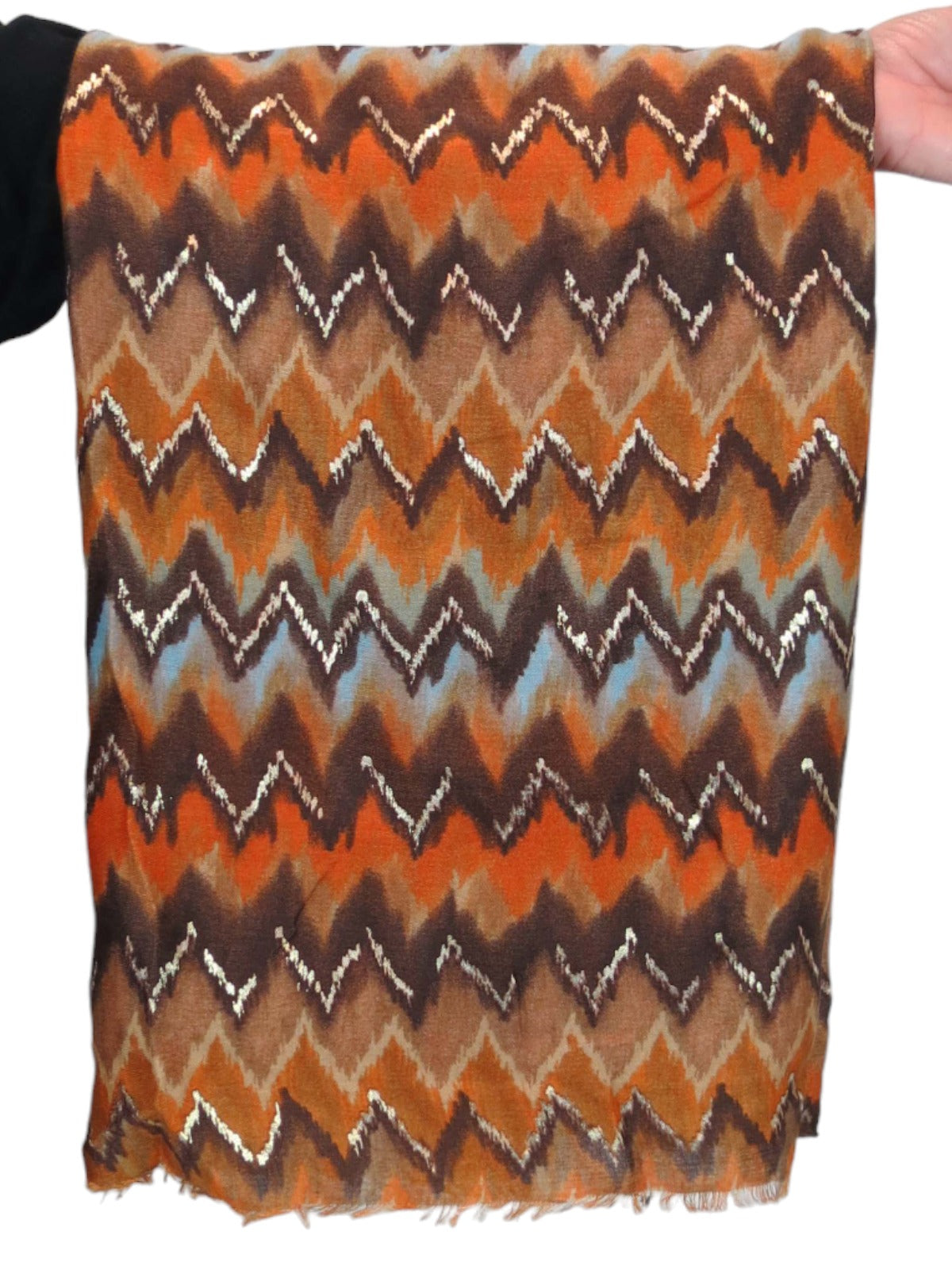 Golden Wave Design Fashion Scarf Oversized Scarves Orange
