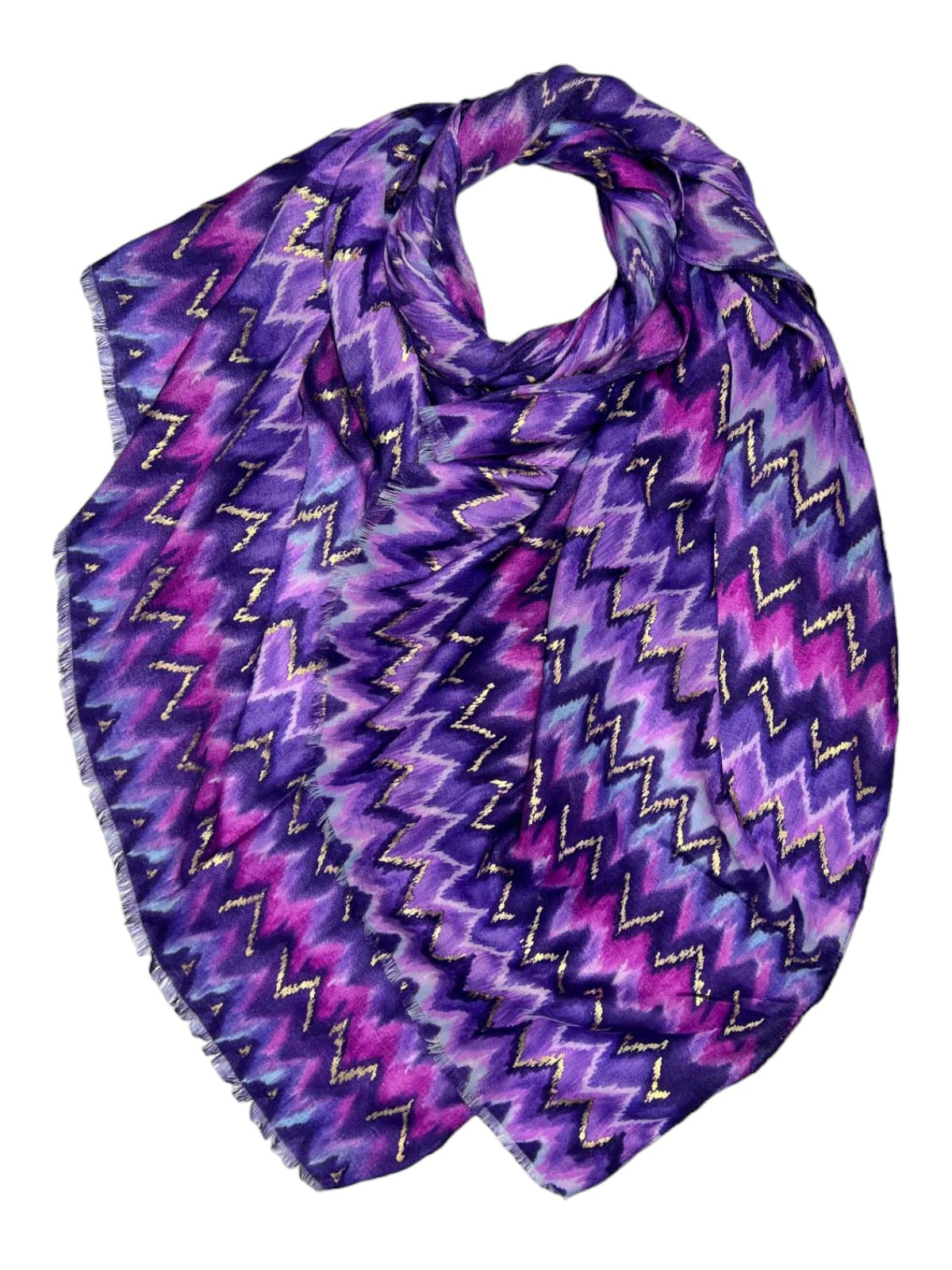 Golden Wave Design Fashion Scarf Oversized Scarves Purple