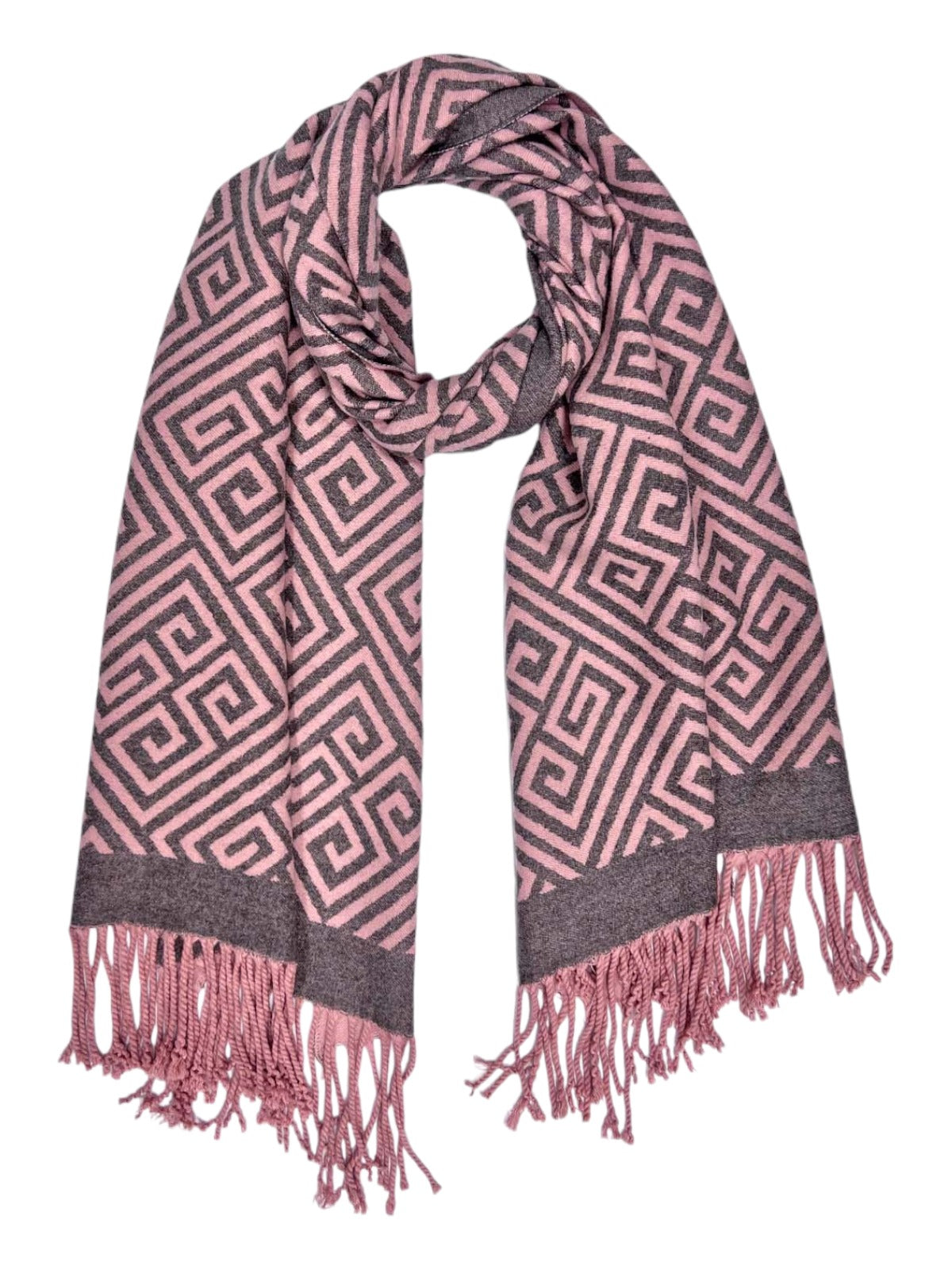 Soft Cashmere Pashmina Blanket Shawl Oversized Scarf Pink/Grey