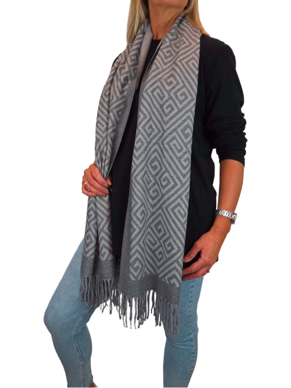 Soft Cashmere Pashmina Blanket Shawl Oversized Scarf Grey