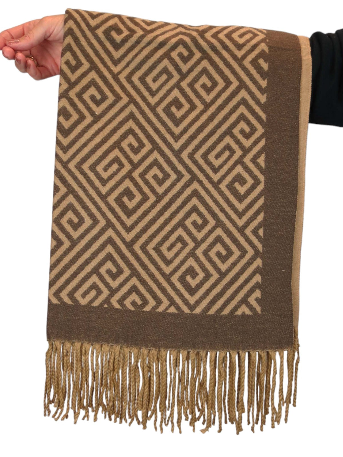 Soft Cashmere Pashmina Blanket Shawl Oversized Scarf Brown/Beige