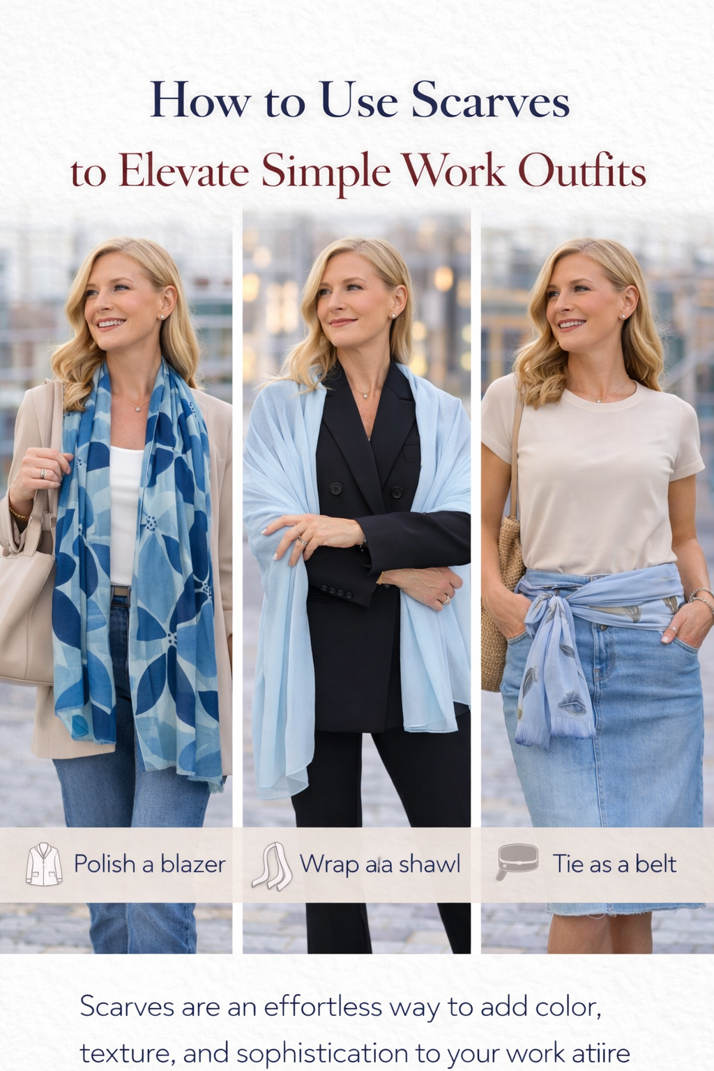 How to Use Scarves to Elevate Simple Work Outfits