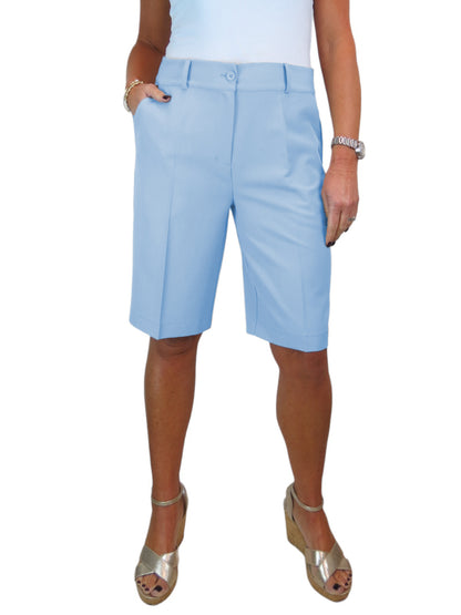 Ladies Smart Tailored Shorts Light Blue