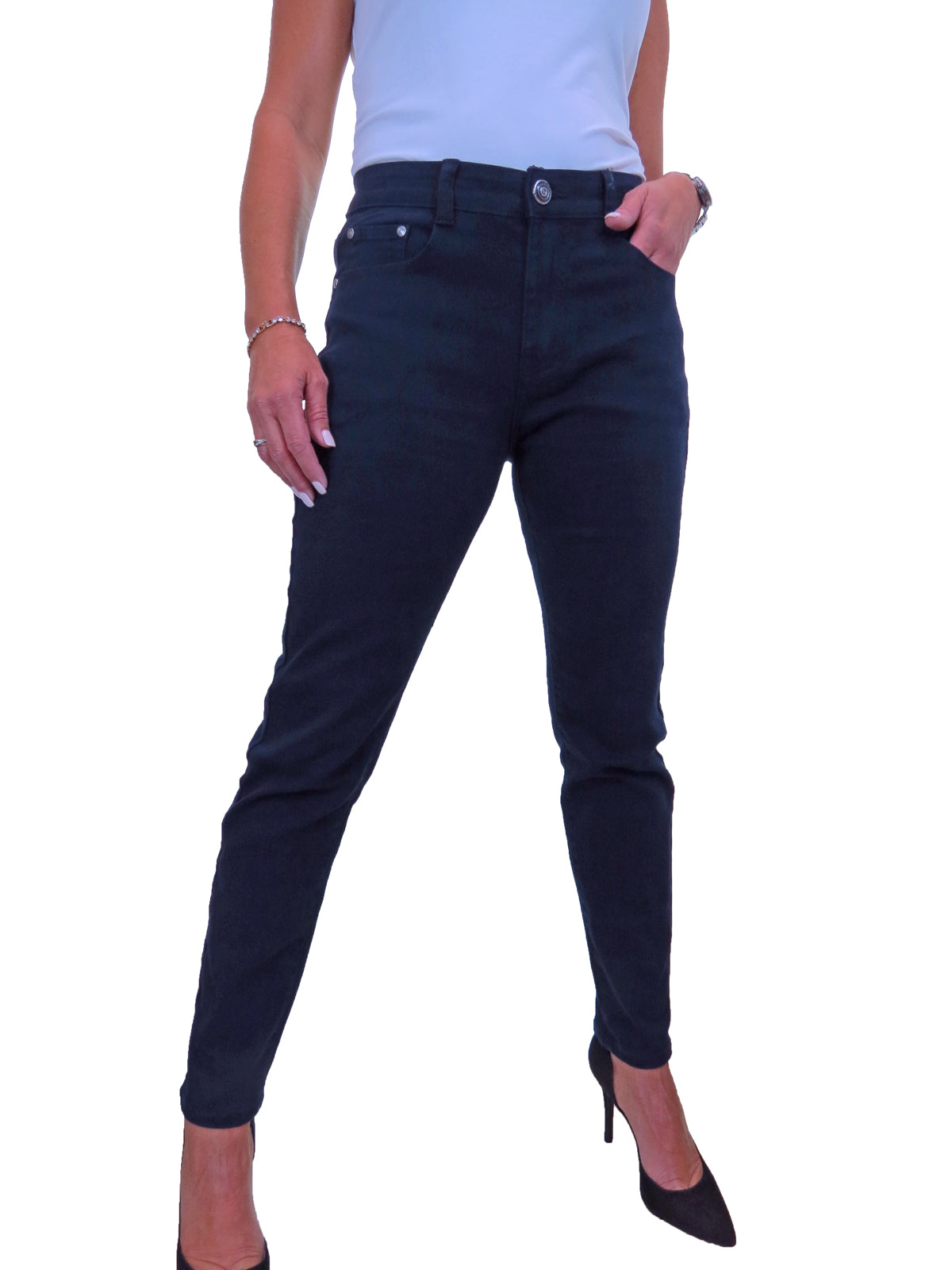 Womens High Waist Stretch Denim Jeans Navy Blue