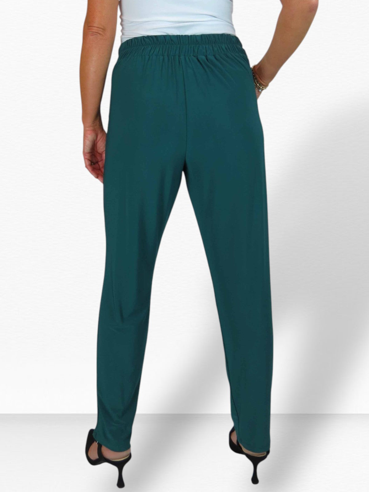 Women's Smart Work Elasticated Waist Trousers Bottle Green