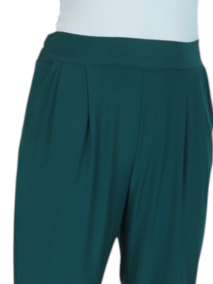 Women's Smart Work Elasticated Waist Trousers Bottle Green