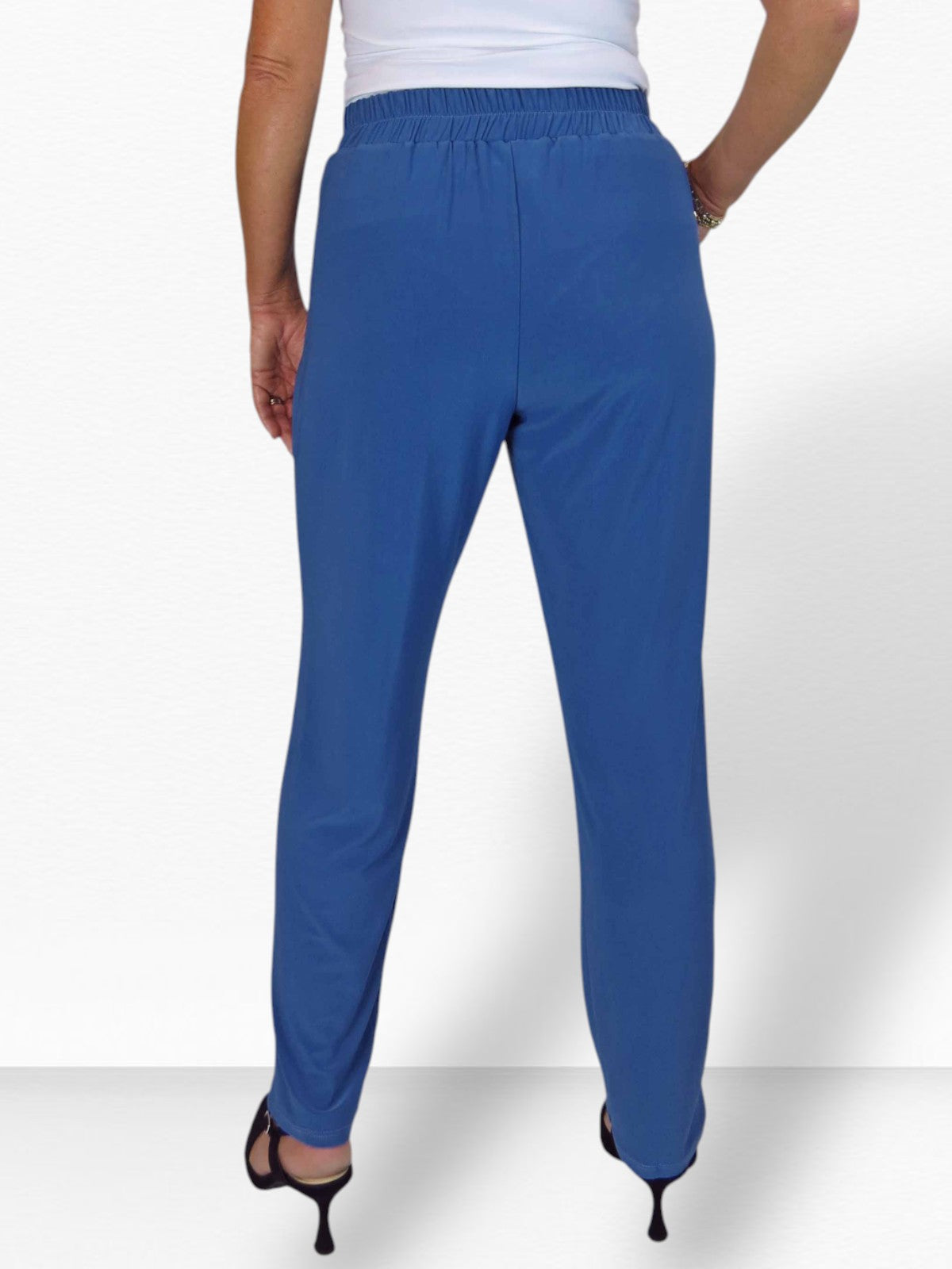 Women's Smart Work Elasticated Waist Trousers Mid Blue