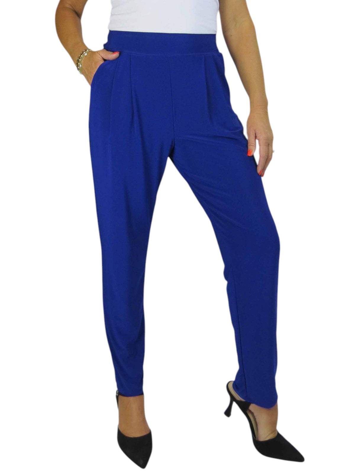 Women's Smart Work Elasticated Waist Trousers Royal Blue