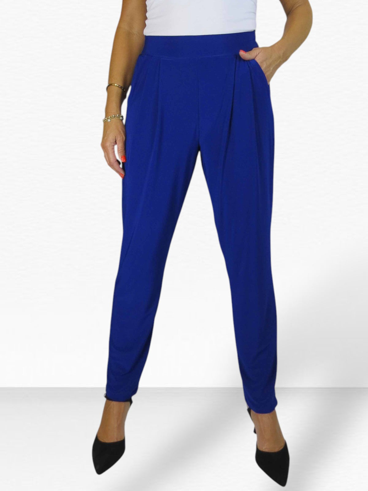 Women's Smart Work Elasticated Waist Trousers Royal Blue