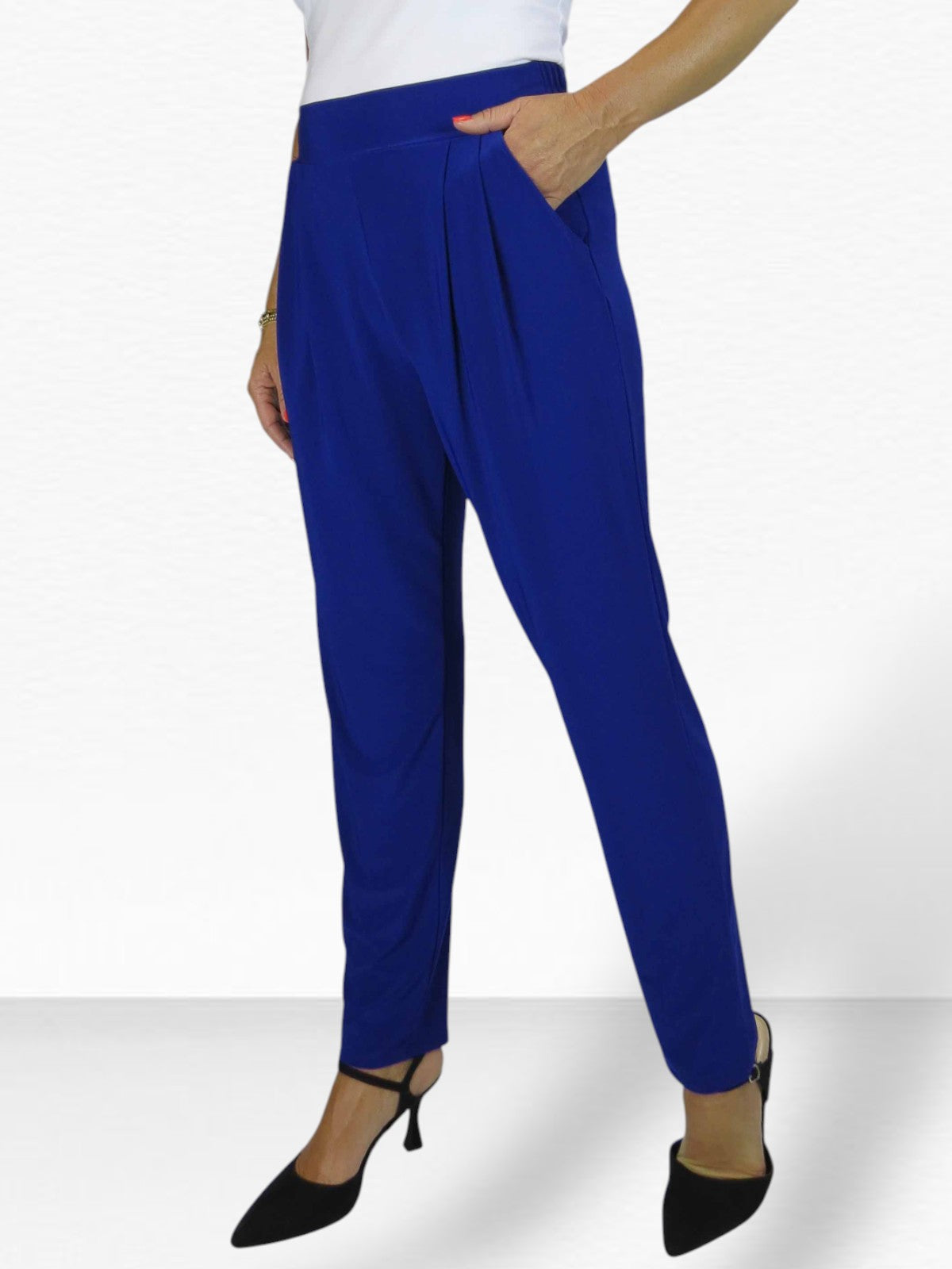 Women's Smart Work Elasticated Waist Trousers Royal Blue