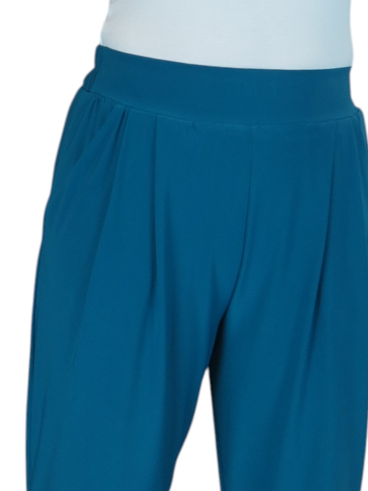 Women's Smart Work Elasticated Waist Trousers Teal Blue