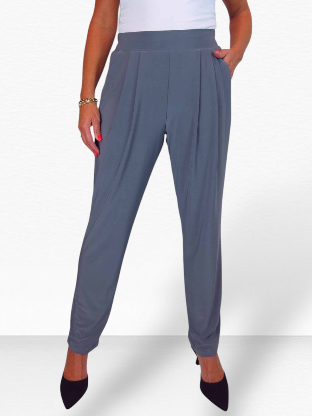 Women's Smart Work Elasticated Waist Trousers Grey
