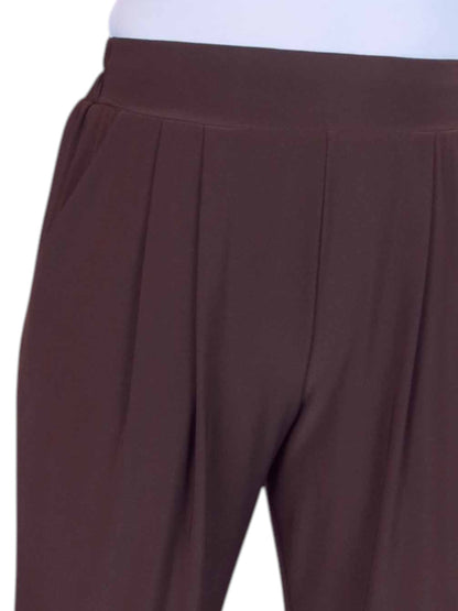 Women's Smart Work Elasticated Waist Trousers Brown