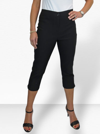 Women's Cropped 3/4 Length Capri Trousers Black