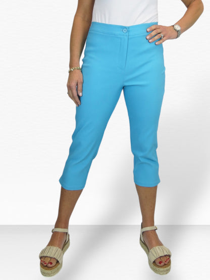 Women's Cropped 3/4 Length Capri Trousers Turquoise