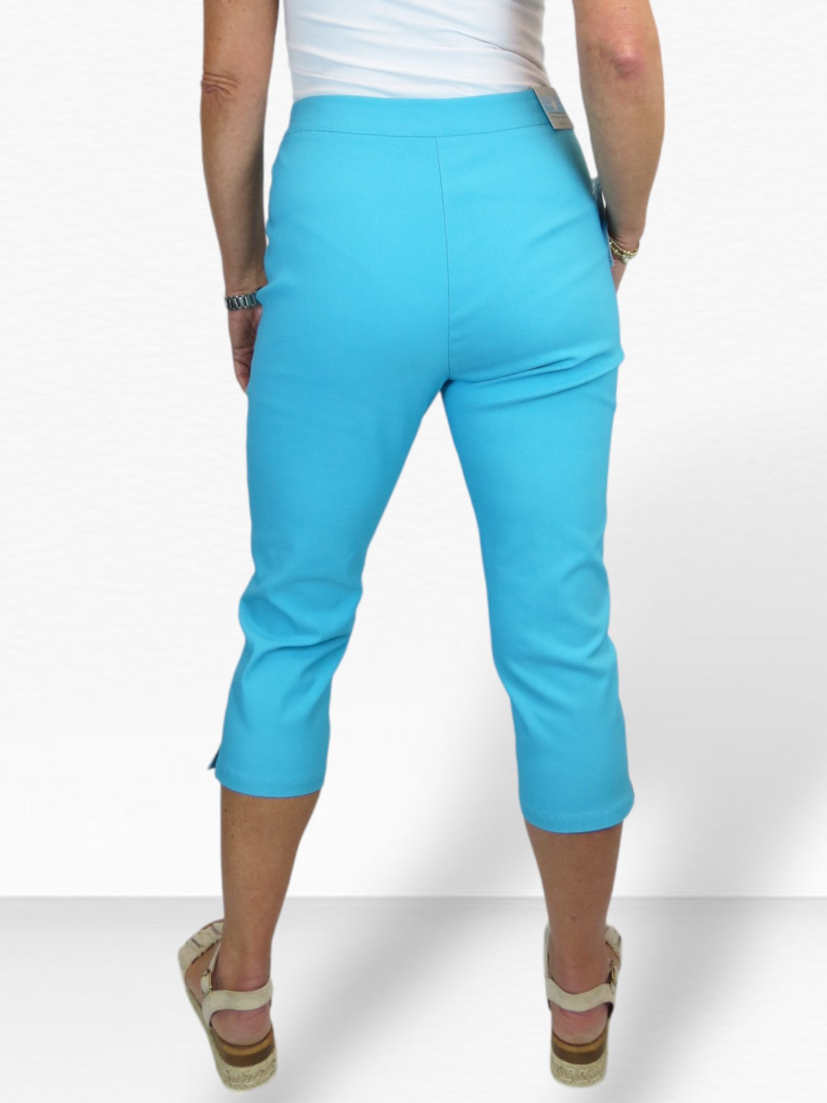 Women's Cropped 3/4 Length Capri Trousers Turquoise