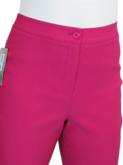Women's Cropped 3/4 Length Capri Trousers Fuchsia Pink