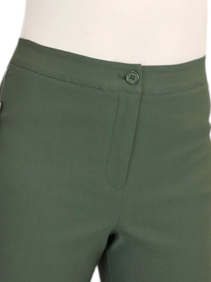 Women's Cropped 3/4 Length Capri Trousers Khaki Green