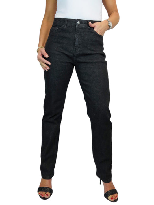 Women's Straight Leg Stretch Denim Jeans Black Soft Wash