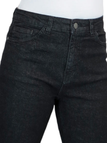 Women's Straight Leg Stretch Denim Jeans Black Soft Wash