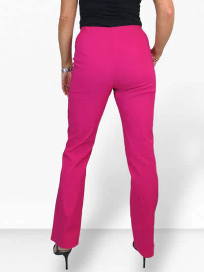 Elasticated Waist Straight Leg Trousers Hot Pink