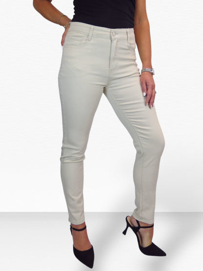 Women's Slim Leg Stretch Cotton Twill Jeans Beige