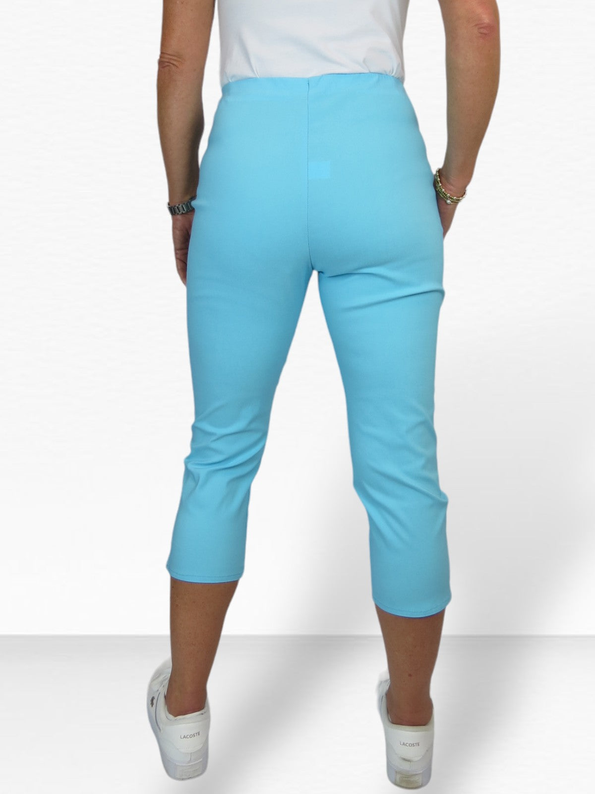 Women's Pull On Elasticated Waist Cropped Trousers Turquoise