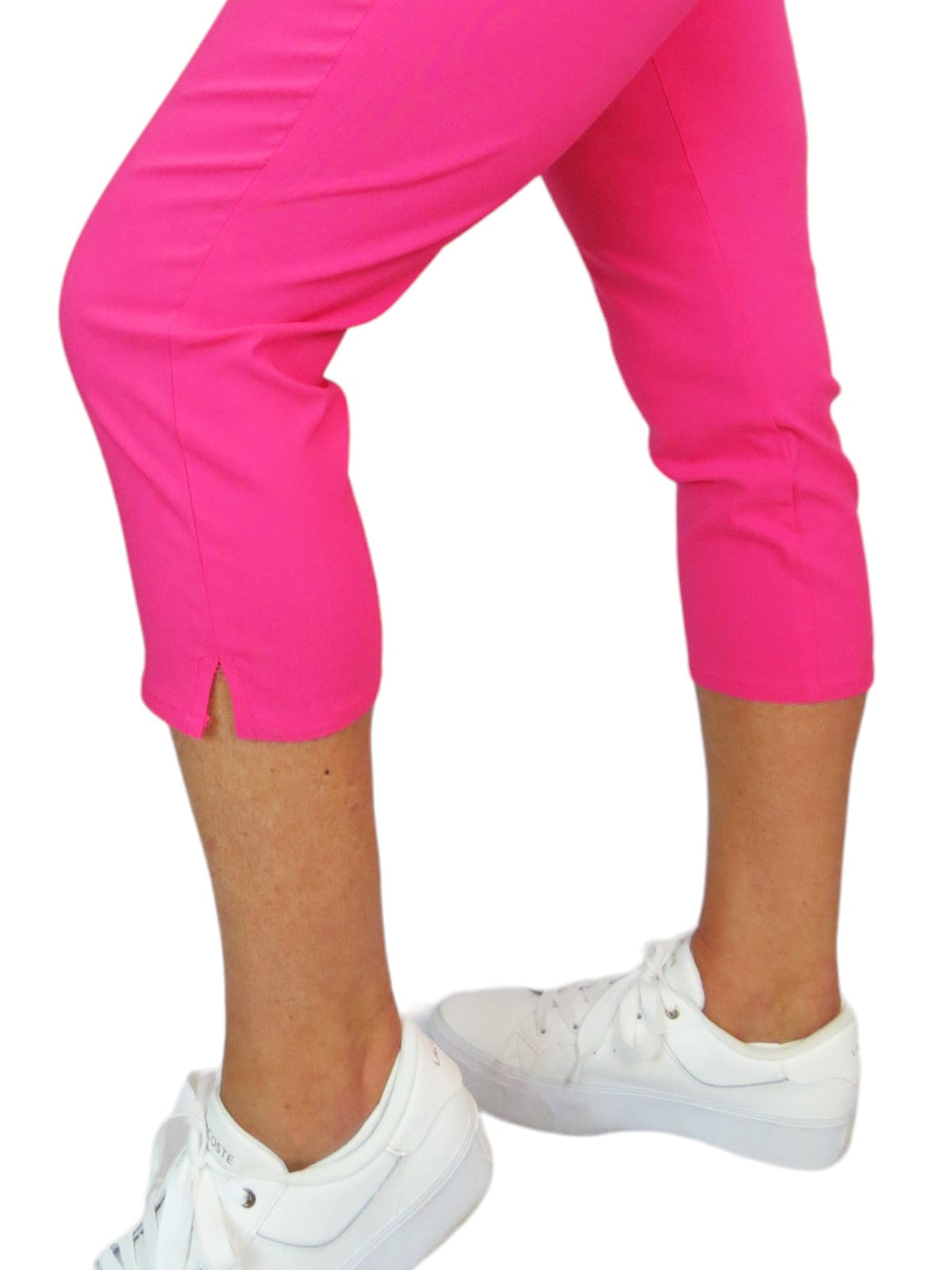 Women's Pull On Elasticated Waist Cropped Trousers Hot Pink