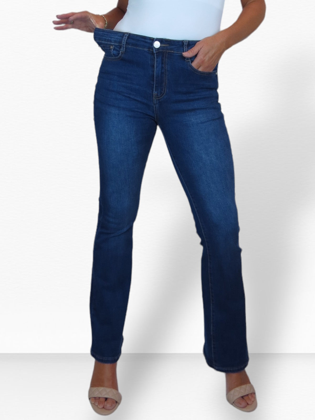 Women's Stretch Denim Flared Jean Faded Blue