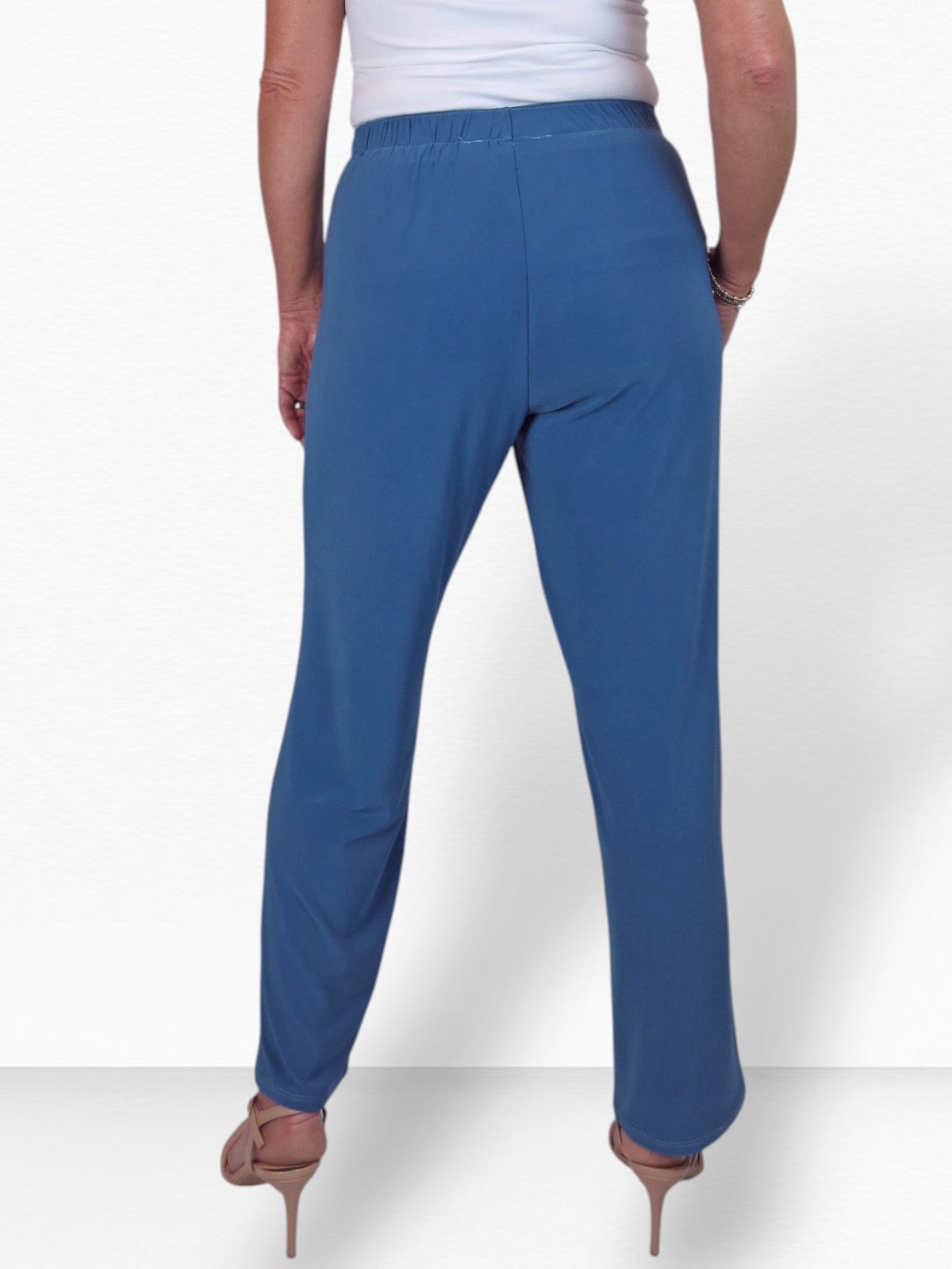 Women's Elasticated Waist Straight Leg Trousers Blue