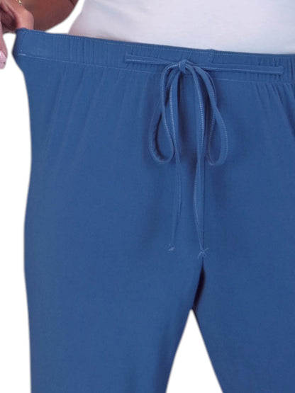 Women's Elasticated Waist Straight Leg Trousers Blue