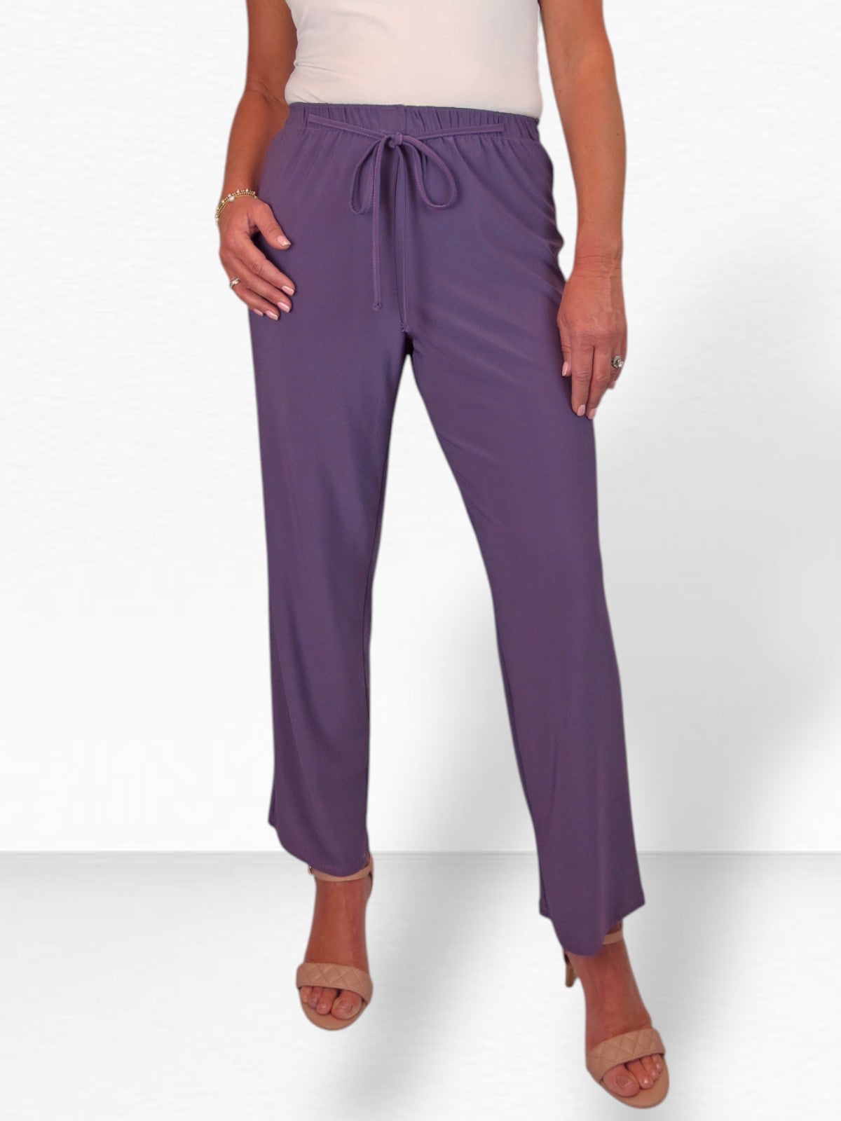 Women's Elasticated Waist Straight Leg Trousers Purple