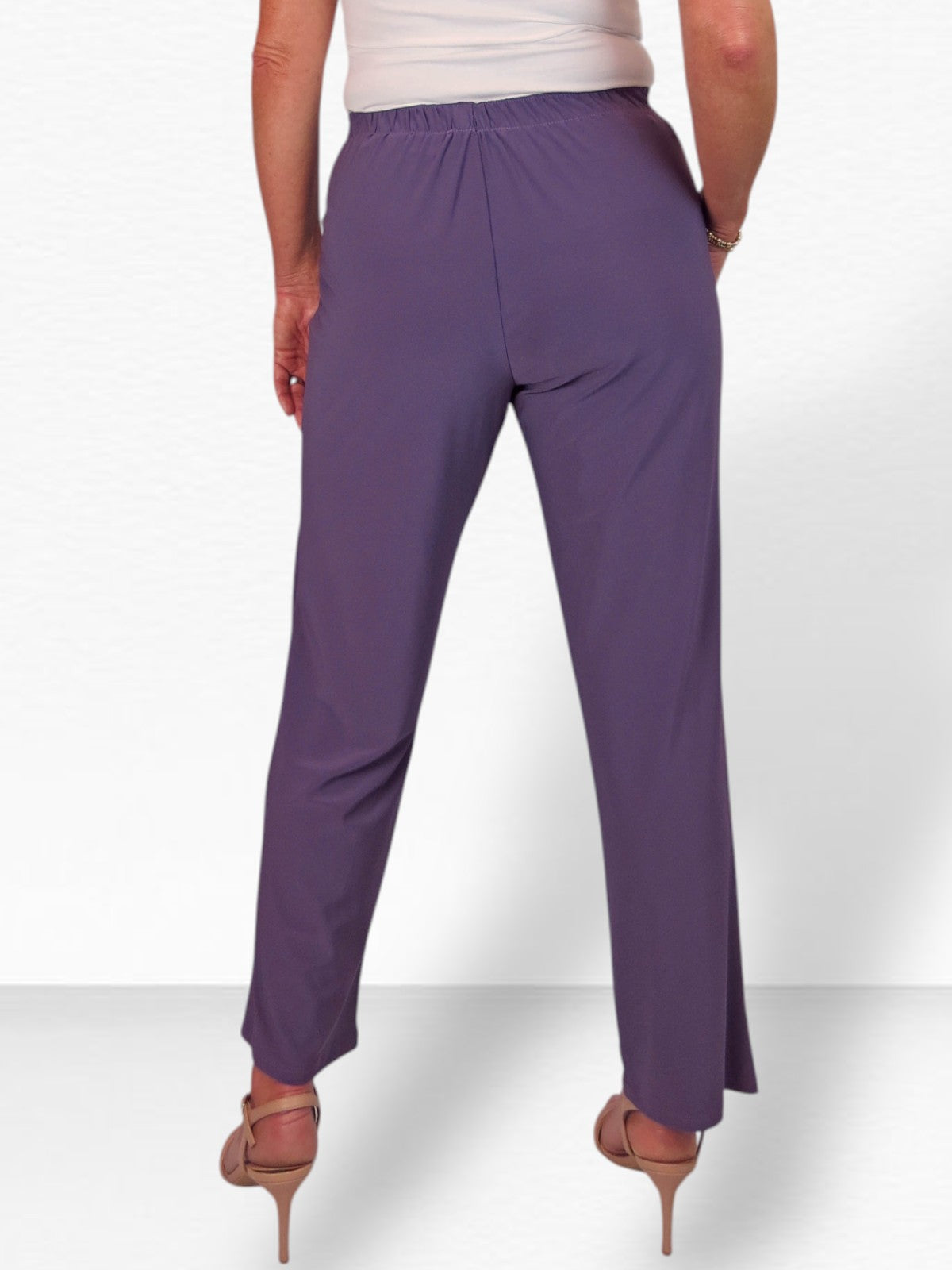 Women's Elasticated Waist Straight Leg Trousers Purple