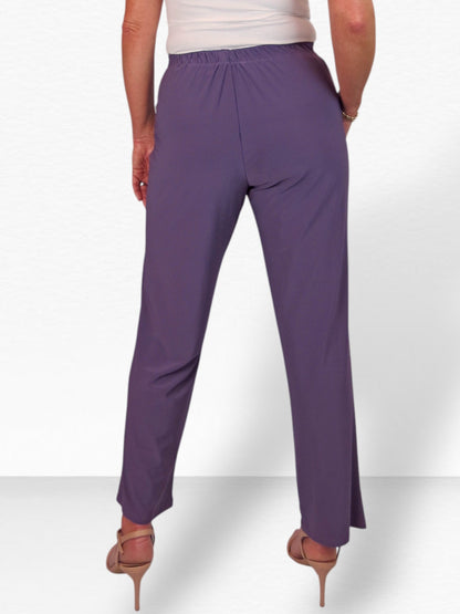 Women's Elasticated Waist Straight Leg Trousers Purple