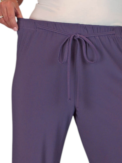 Women's Elasticated Waist Straight Leg Trousers Purple
