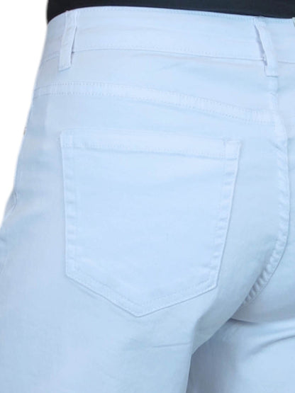 Womens Straight Leg Cotton Jean Shorts Relaxed Fit White