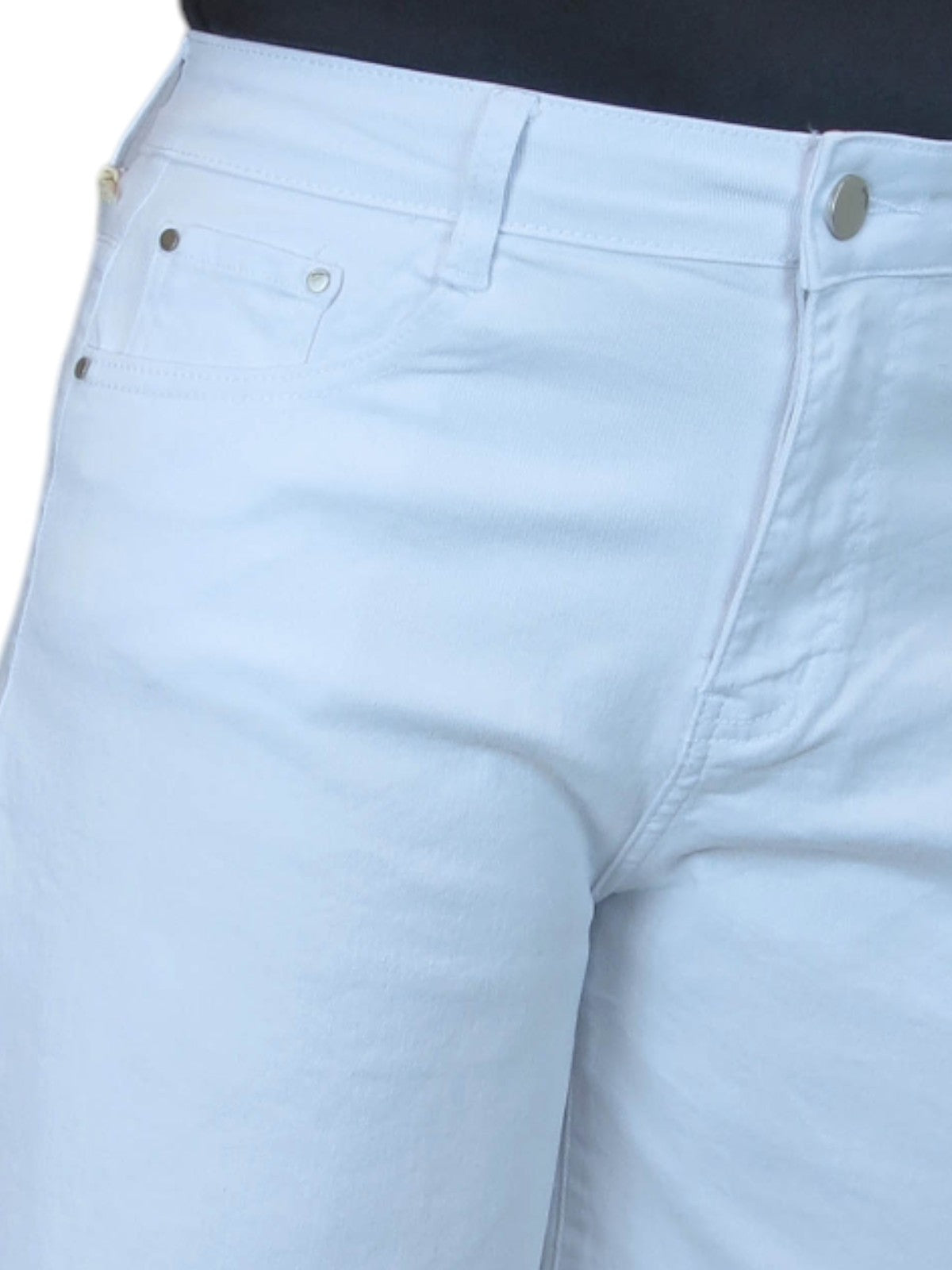 Womens Straight Leg Cotton Jean Shorts Relaxed Fit White