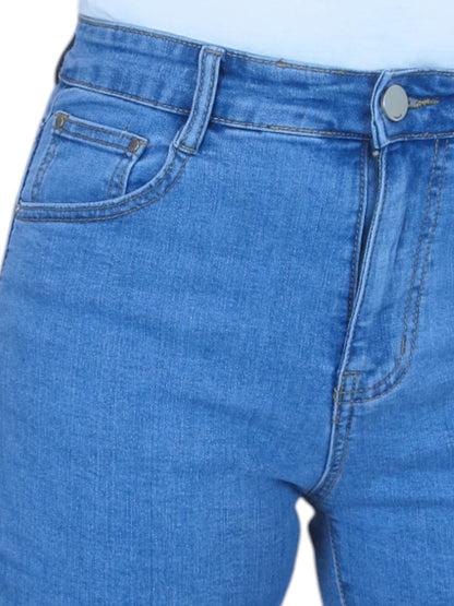 Womens Crop Knee Length Denim Jean Shorts