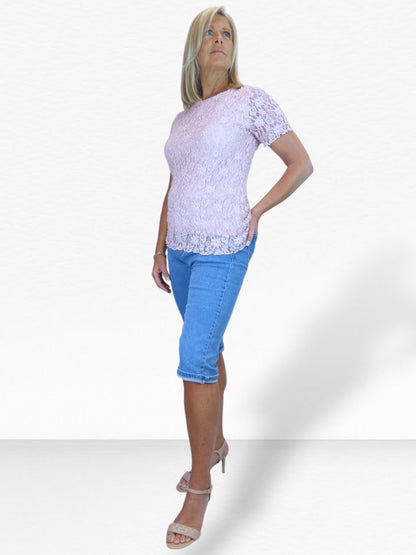 Womens Crop Knee Length Denim Jean Shorts