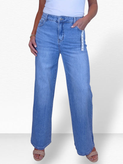Womens High Waist Wide Leg Denim Jeans