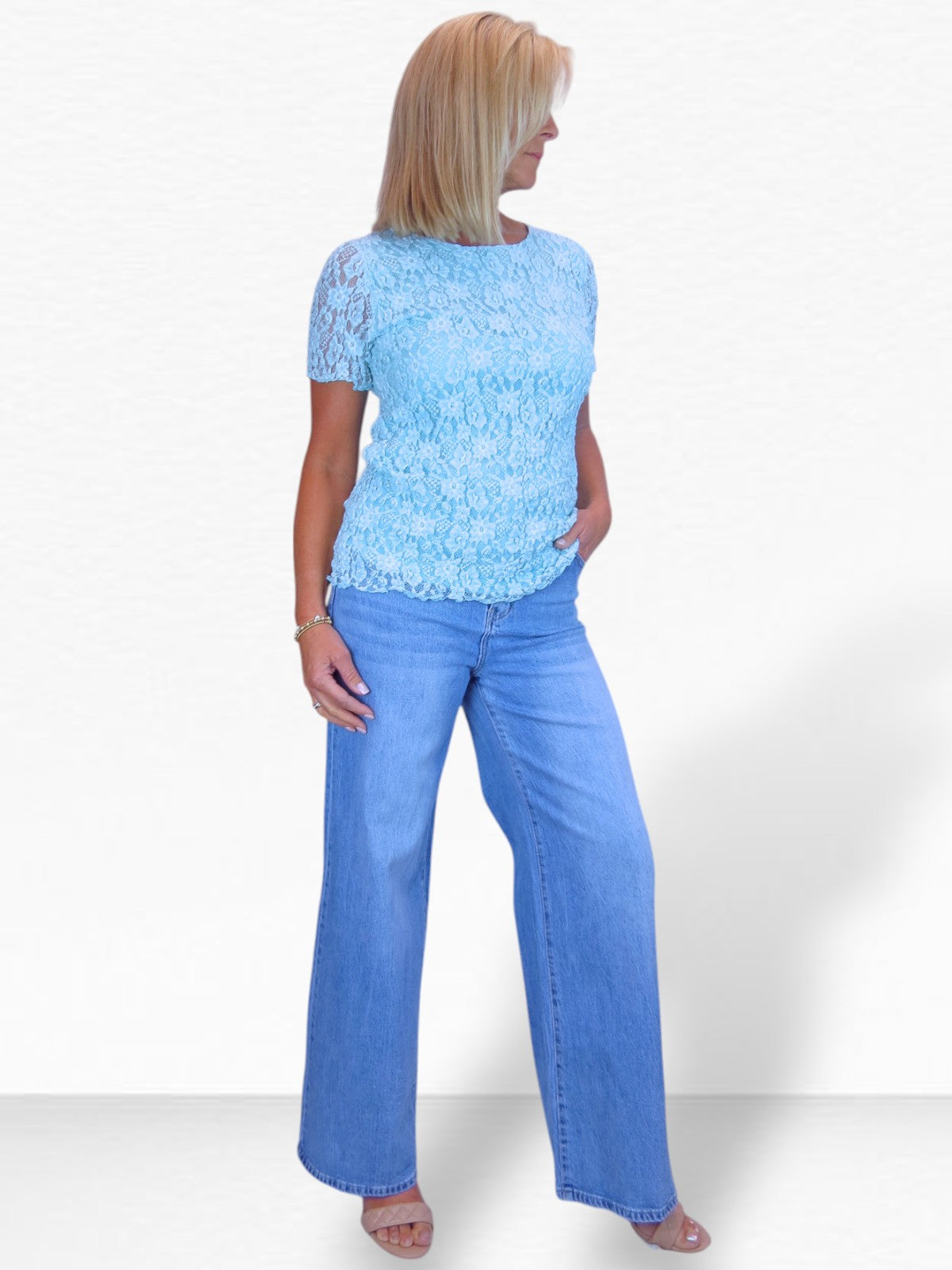 Womens High Waist Wide Leg Denim Jeans