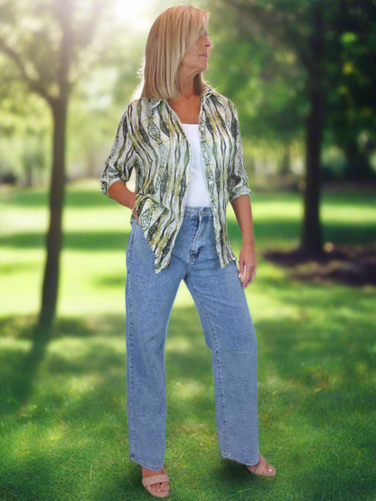Womens Floral Stitch Design Wide Leg Denim Jeans