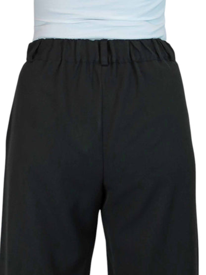 Women's Smart Straight Leg Trousers With Half Elasticated Waist Black
