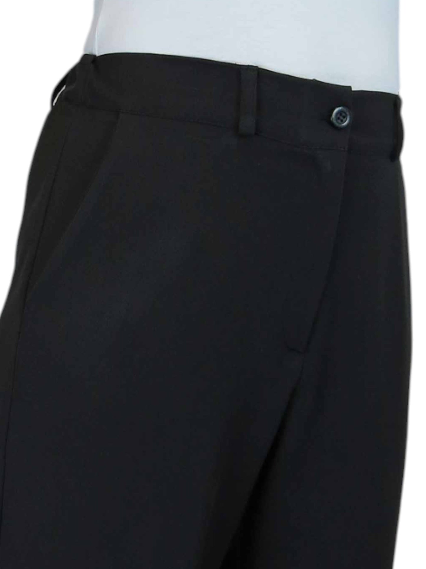 Women's Smart Straight Leg Trousers With Half Elasticated Waist Black