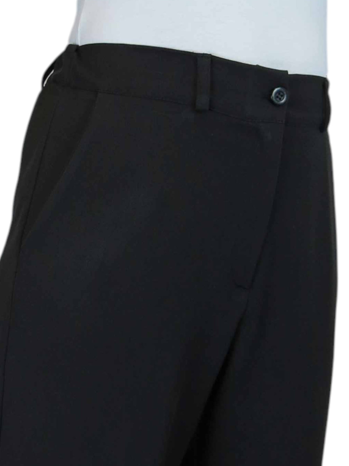 Women's Smart Straight Leg Trousers With Half Elasticated Waist Black