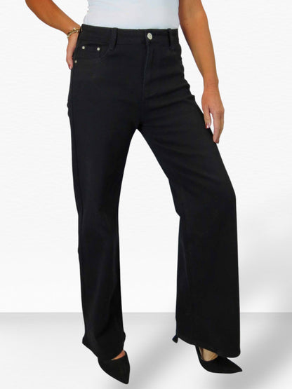 Wide Leg High Waist Jeans Black